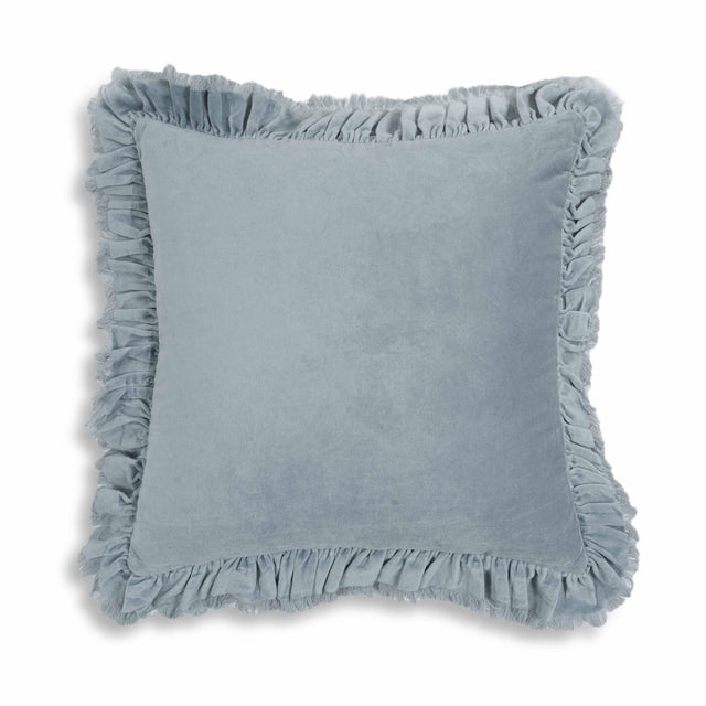 TOV Alessia Distressed Blue Velvet Pillow