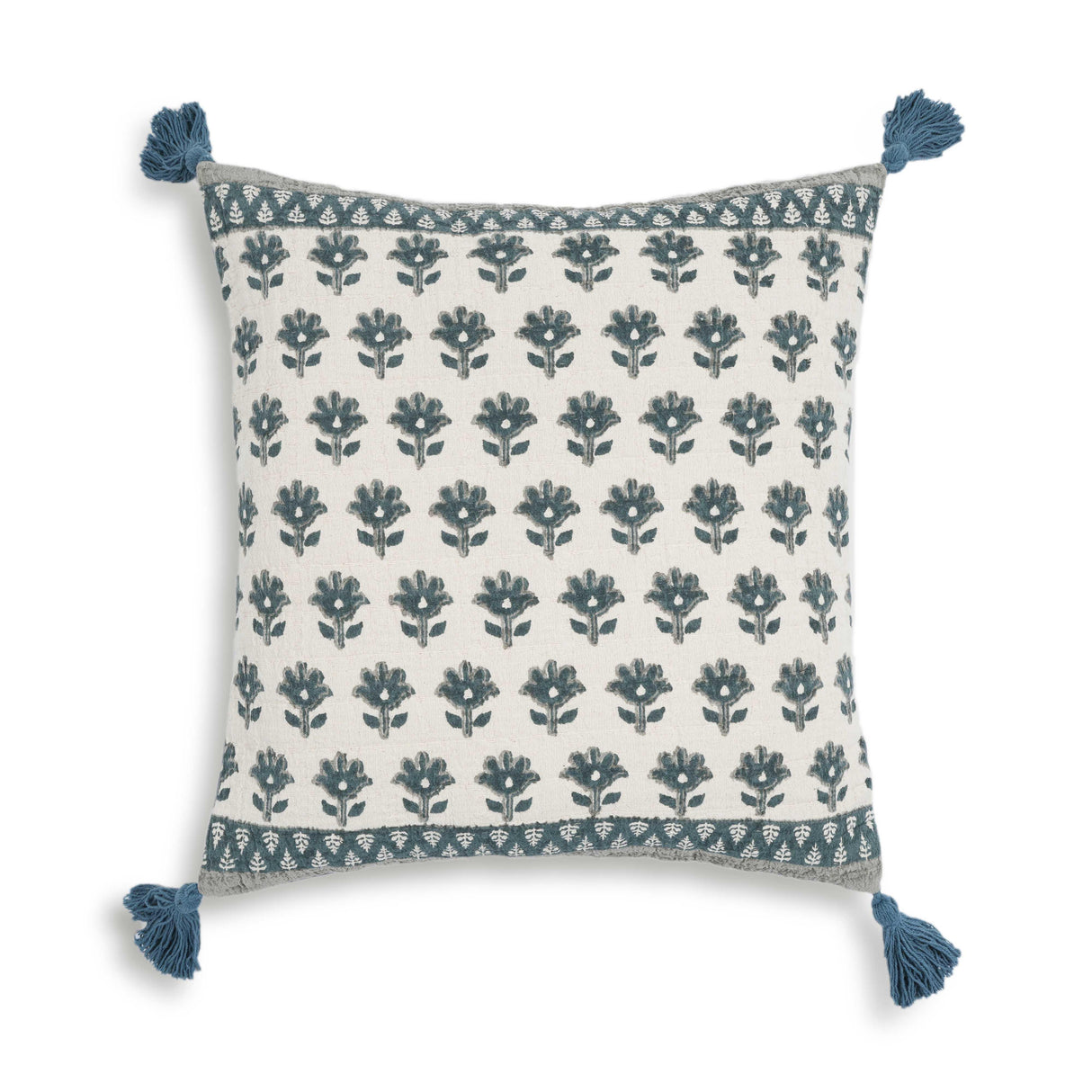 TOV Blossom Printed Cotton Tassel 20 Inch Accent Cushion