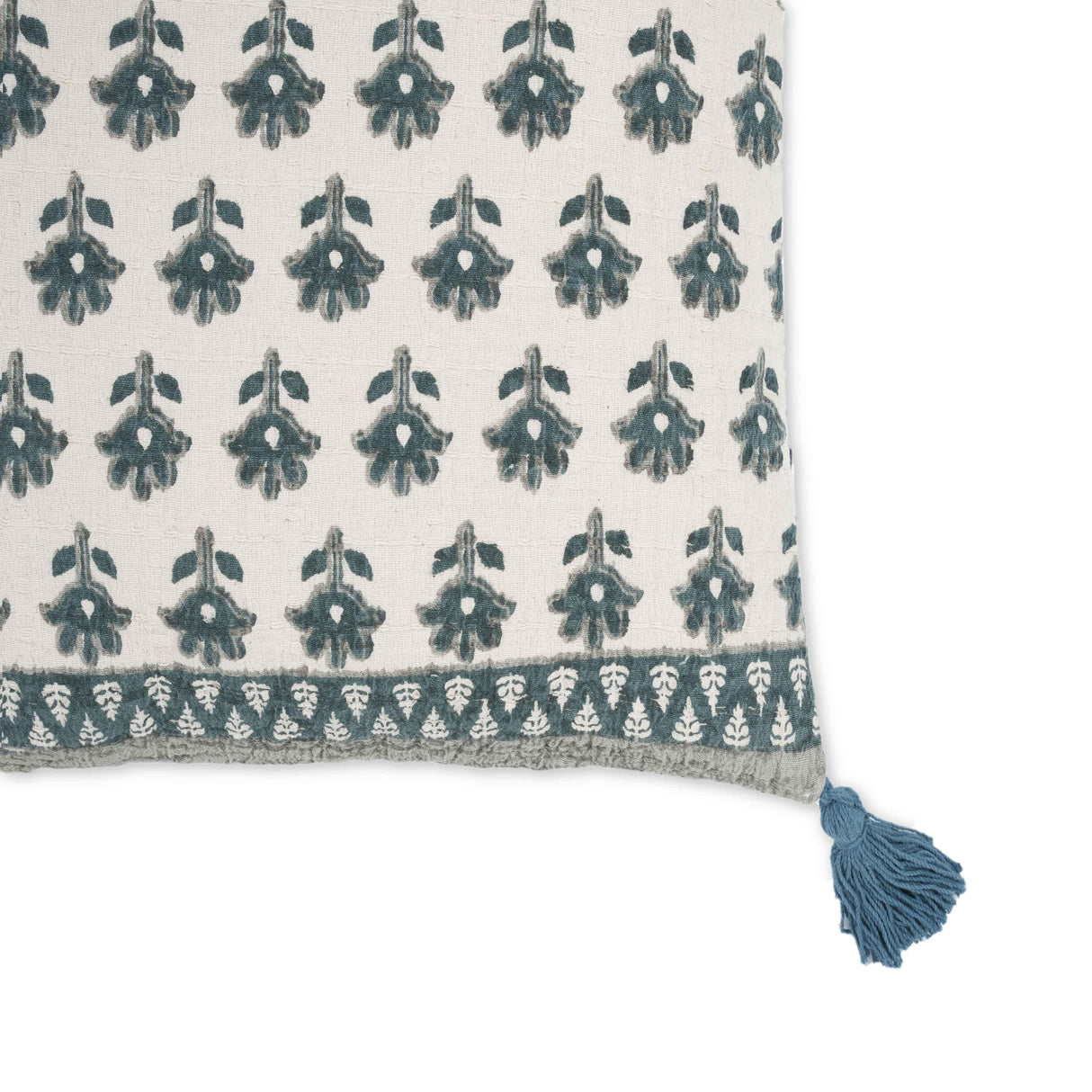 TOV Blossom Printed Cotton Tassel 20 Inch Accent Cushion