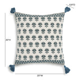 TOV Blossom Printed Cotton Tassel 20 Inch Accent Cushion
