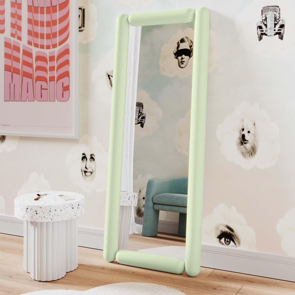 TOV Cozzi Mint Green Large Floor Mirror