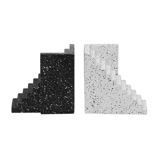 TOV Gabby Speckled Black and White Stairway Bookends