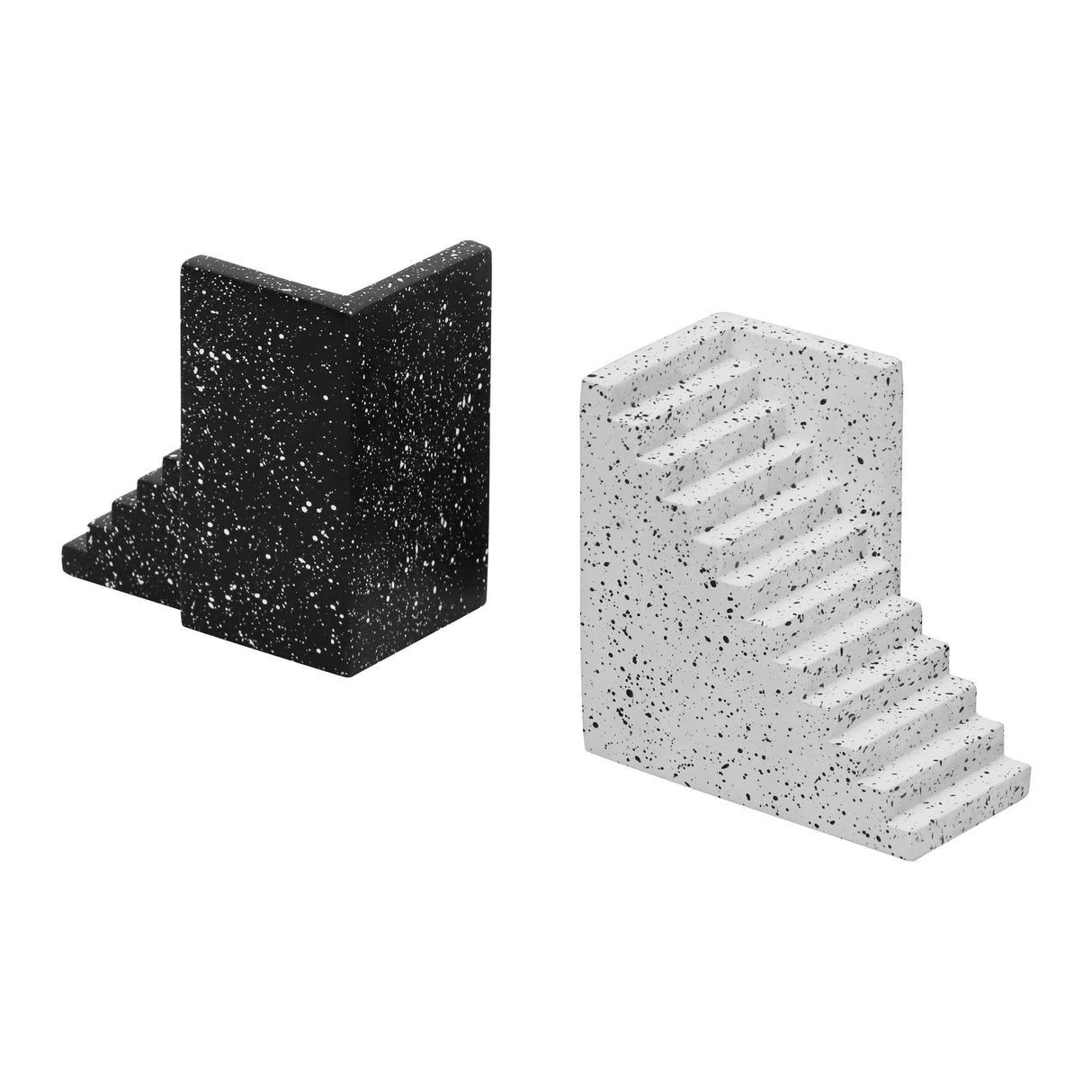 TOV Gabby Speckled Black and White Stairway Bookends