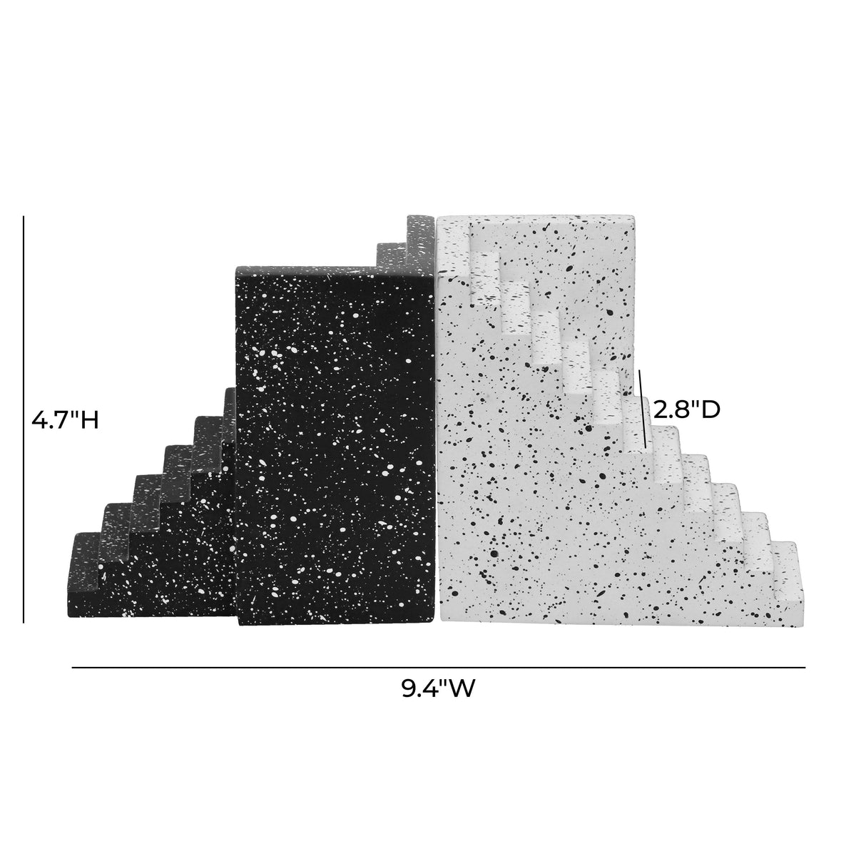 TOV Gabby Speckled Black and White Stairway Bookends