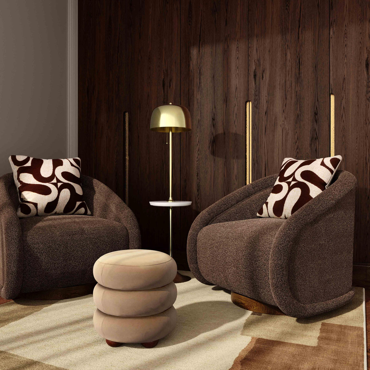TOV Bonney Chocolate Brown Boucle Accent Cushion