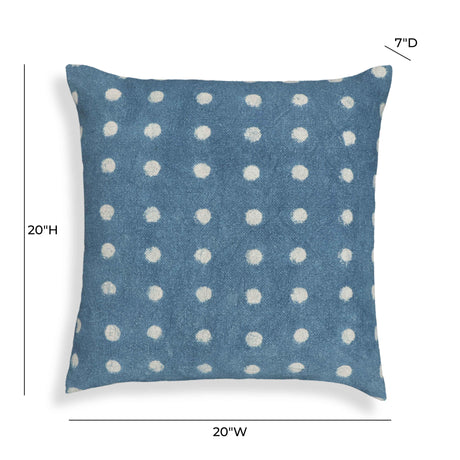 TOV Indigo Dots Cotton 20" Square Accent Pillow