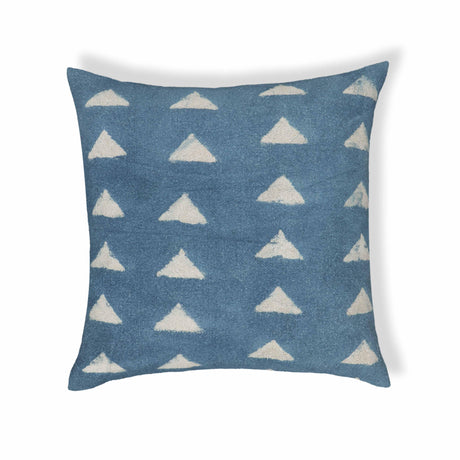TOV Indigo Triangles Cotton 20" Square Accent Pillow