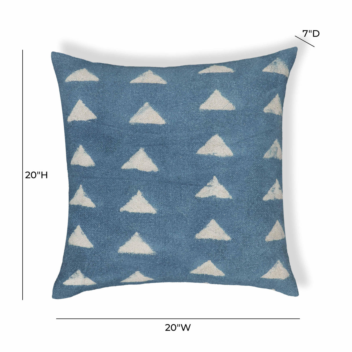 TOV Indigo Triangles Cotton 20" Square Accent Pillow