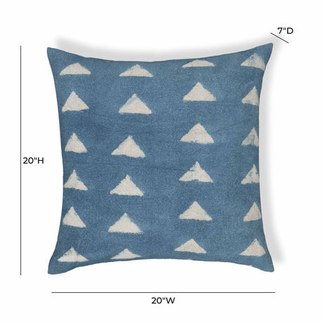 TOV Indigo Triangles Cotton 20" Square Accent Pillow