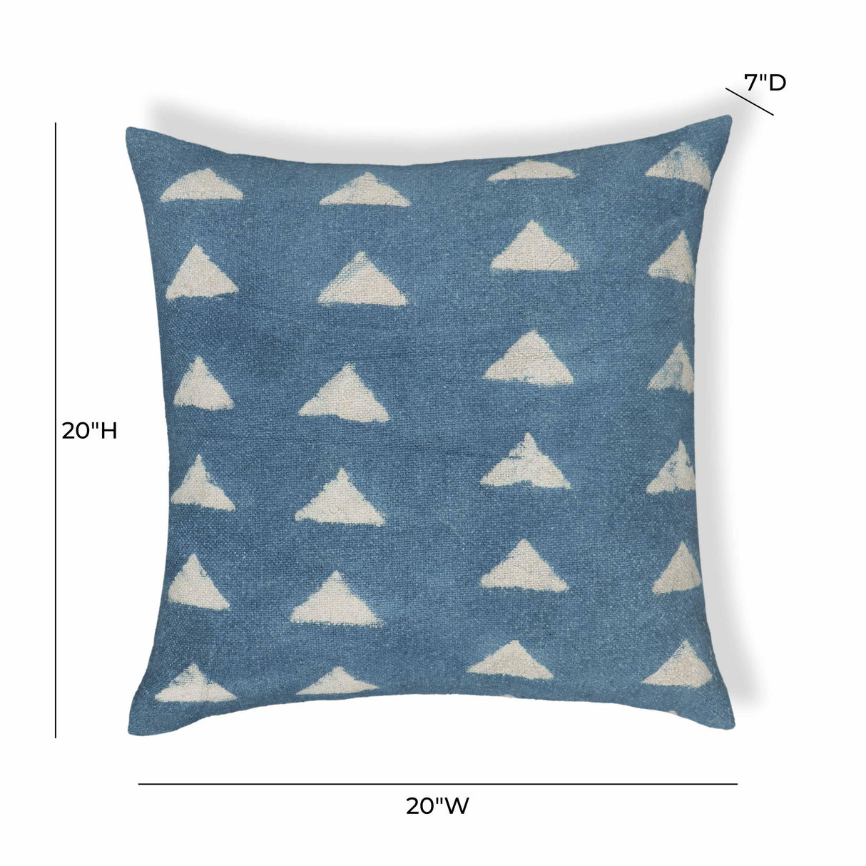 TOV Indigo Triangles Cotton 20 inch Square Accent Pillow