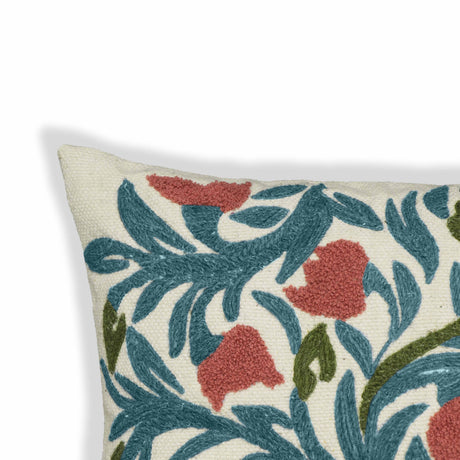 TOV Tulip Embroidered Floral Wool 20" Square Accent Cushion