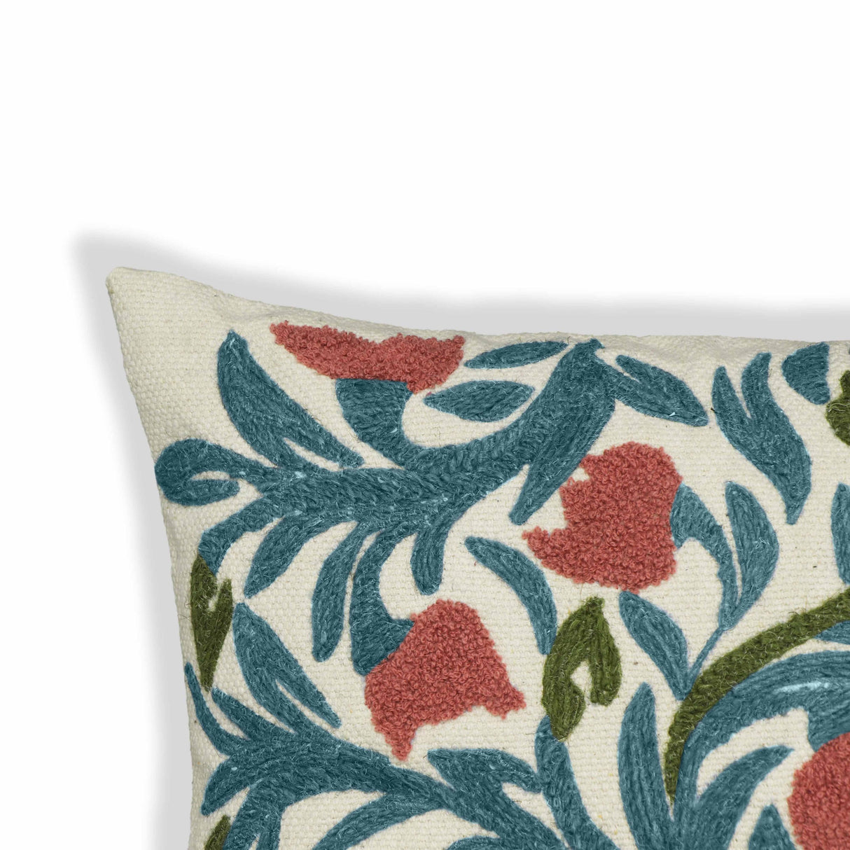 TOV Tulip Embroidered Floral Wool 20 inch Square Accent Cushion