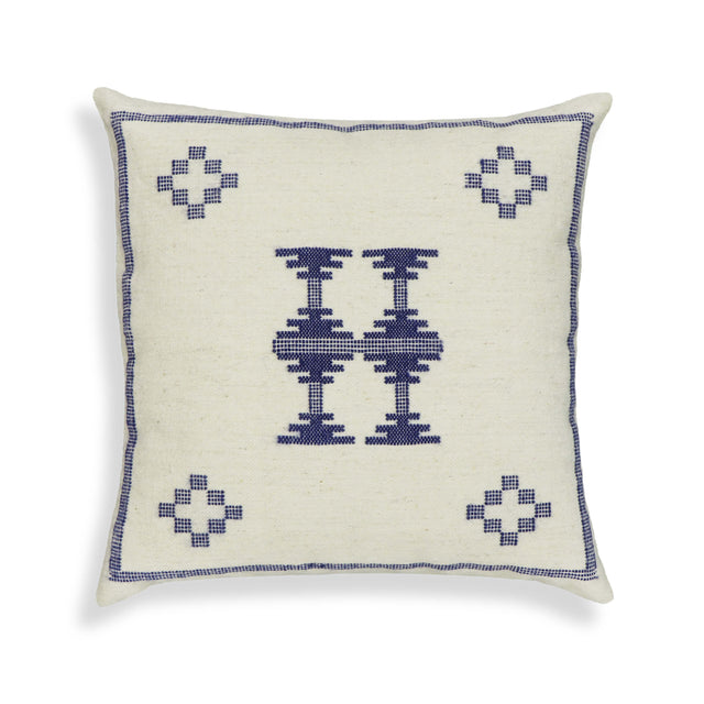TOV Aztec Cream & Indigo Wool 20" Square Accent Cushion