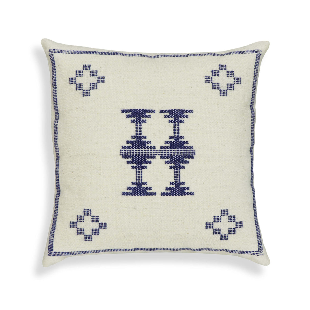 TOV Aztec Cream & Indigo Wool 20 inch Square Accent Cushion