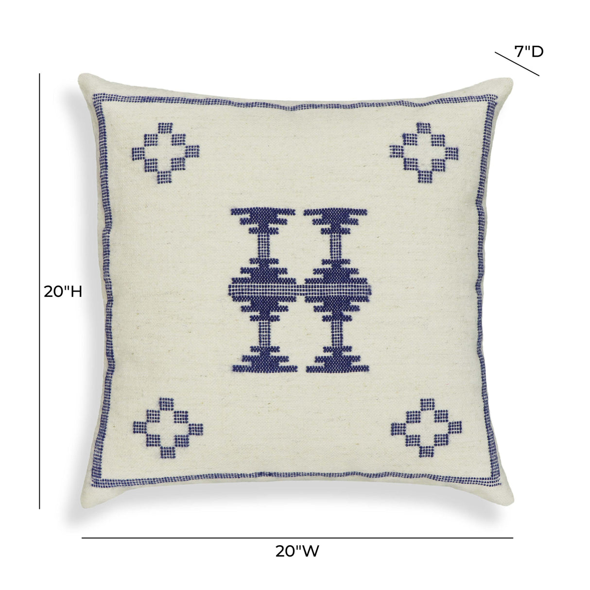 TOV Aztec Cream & Indigo Wool 20 inch Square Accent Cushion