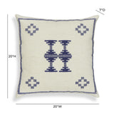 TOV Aztec Cream & Indigo Wool 20 inch Square Accent Cushion