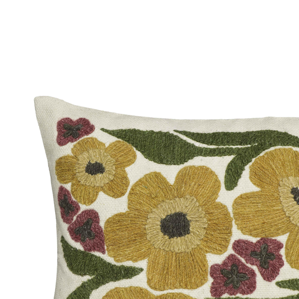 TOV Blossom Embroidered Daisy Wool 24" x 16" Accent Cushion