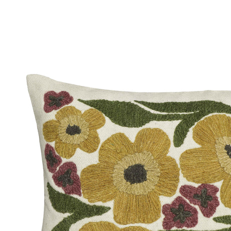 TOV Blossom Embroidered Daisy Wool 24" x 16" Accent Cushion