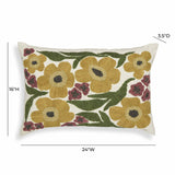 TOV Blossom Embroidered Daisy Wool 24" x 16" Accent Cushion
