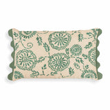 TOV Portia Aqua Embroidered Cotton Flex 20" x 12" Accent Cushion