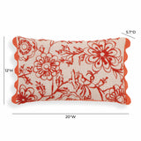TOV Portia Orange Embroidered Cotton Flex 20" x 12" Accent Cushion