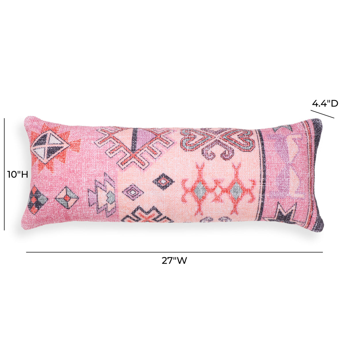 TOV Persia Pink Cotton 27" x 10" Bolster Pillow