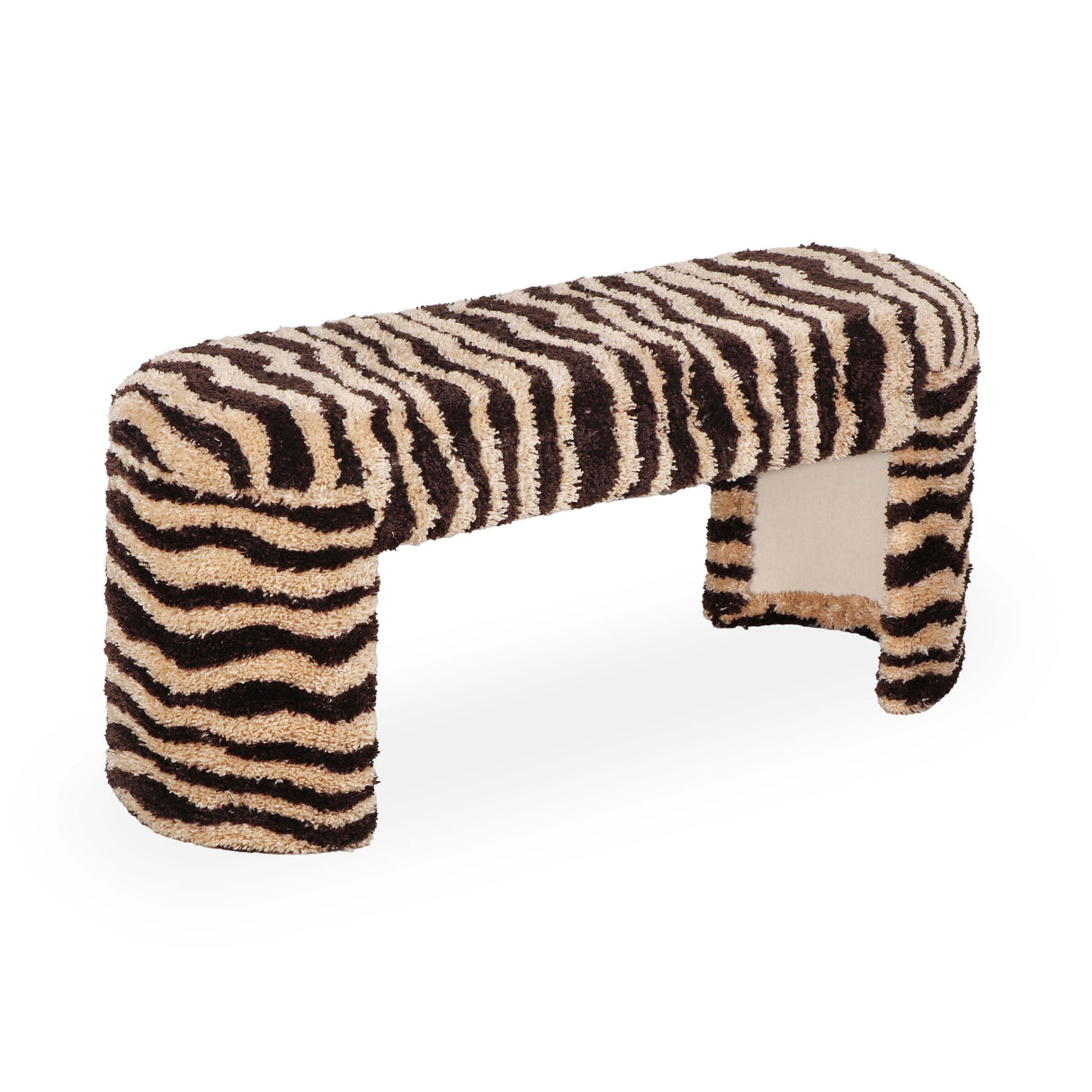 TOV Zebra Brown Striped Tufted Bench