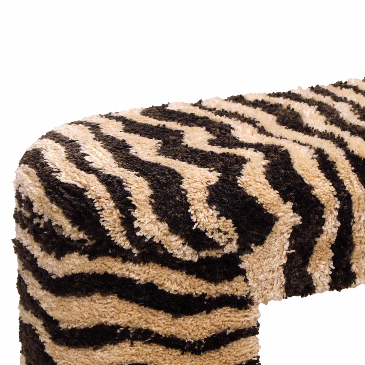 TOV Zebra Brown Striped Tufted Bench