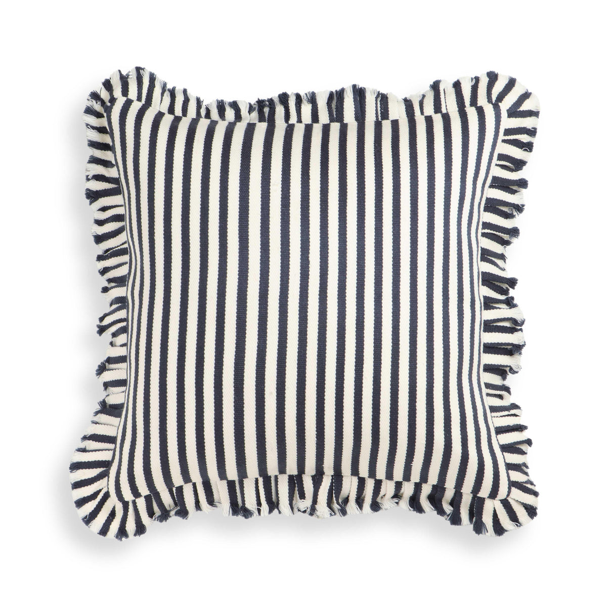 TOV Alessia Navy Striped Ruffle 20" Square Accent Pillow
