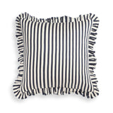 TOV Alessia Navy Striped Ruffle 20" Square Accent Pillow