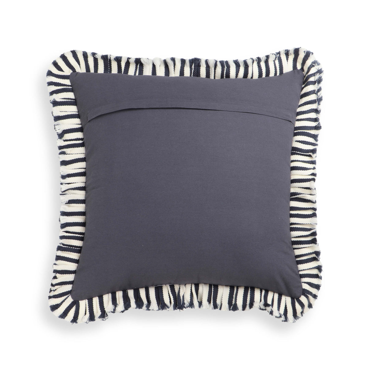 TOV Alessia Navy Striped Ruffle 20" Square Accent Pillow