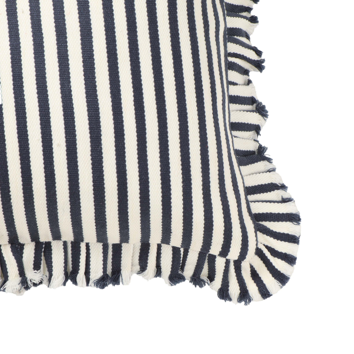 TOV Alessia Navy Striped Ruffle 20" Square Accent Pillow