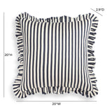 TOV Alessia Navy Striped Ruffle 20" Square Accent Pillow