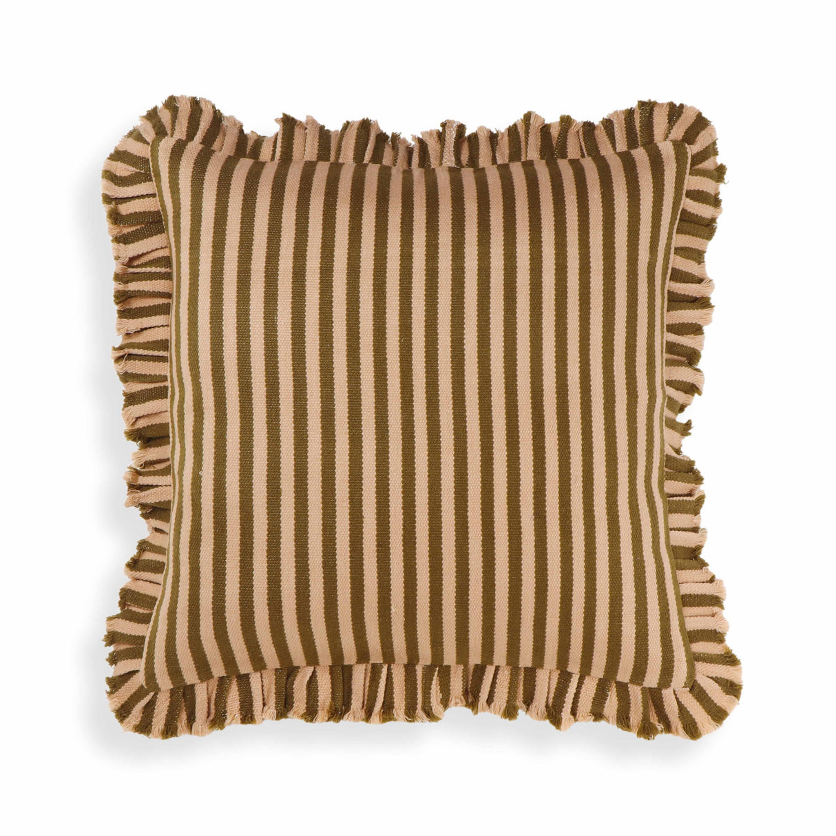 TOV Alessia Taupe Striped Ruffle 20" Square Accent Pillow