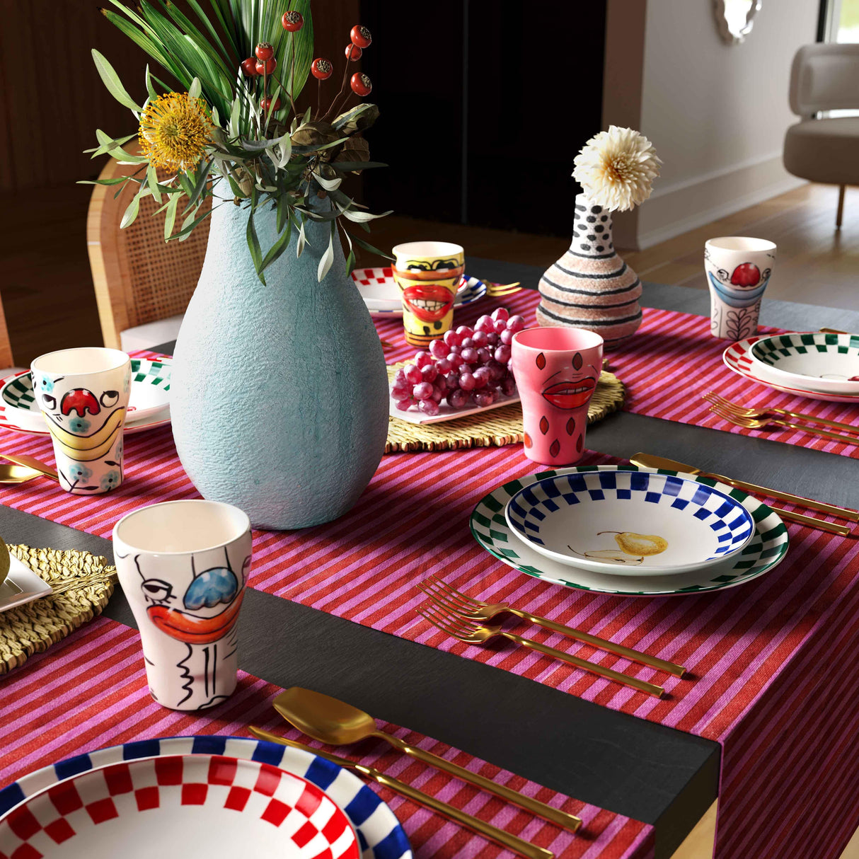 TOV Cotton Mache Vase in Cloudy Blue