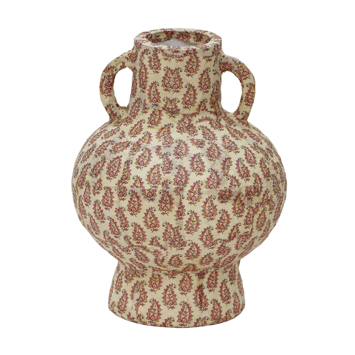 TOV Cotton Mache Vase in Peach Paisley
