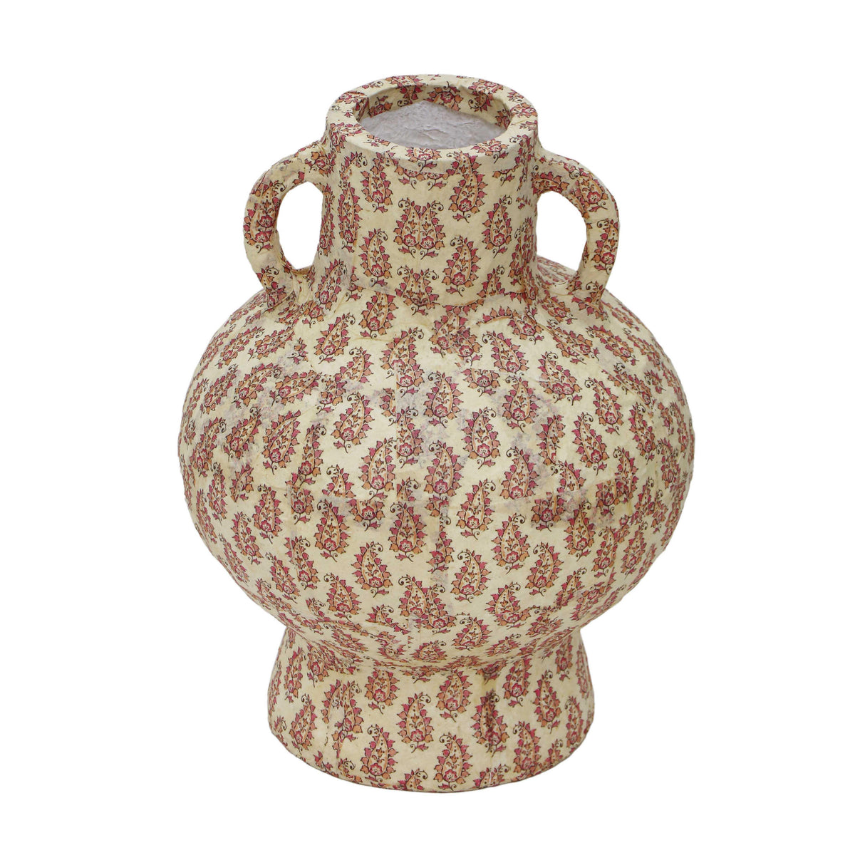 TOV Cotton Mache Vase in Peach Paisley