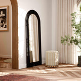 TOV Tanya Black Rattan 70" Floor Mirror