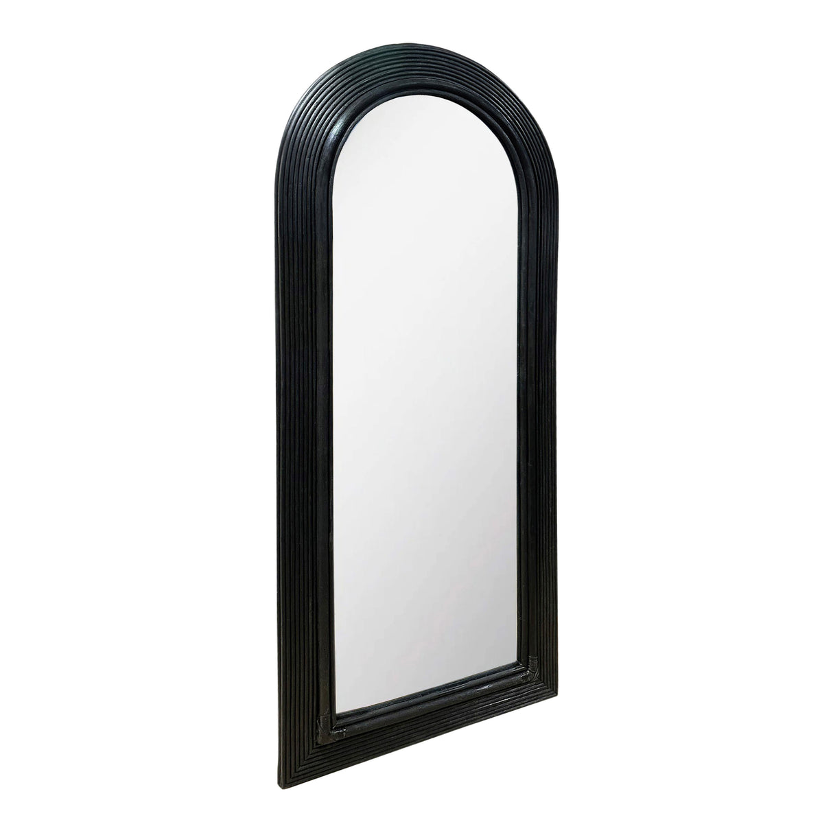 TOV Tanya Black Rattan 70" Floor Mirror