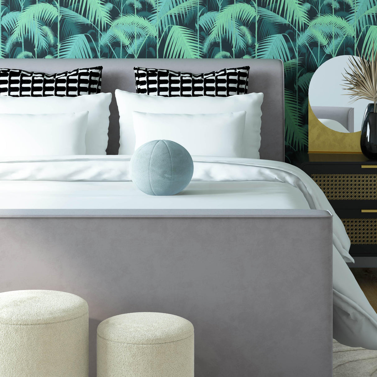 TOV Boba 9 Inch Sea Blue Velvet Pillow