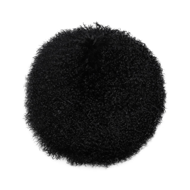TOV New Zealand Black Sheepskin 16 Inch Round Pillow