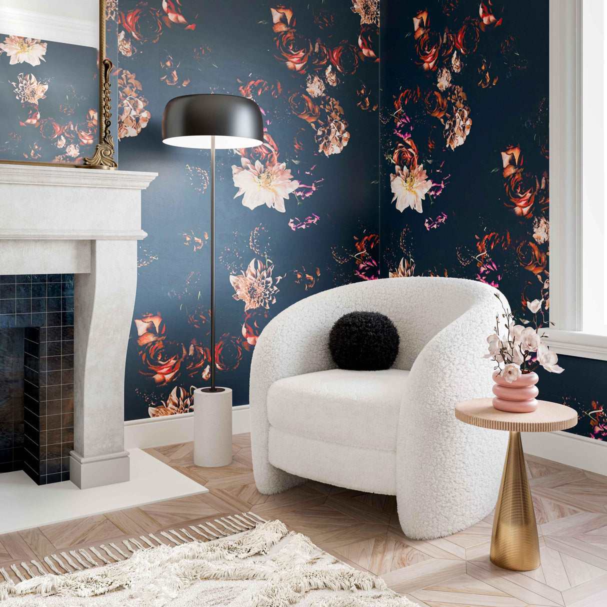 TOV New Zealand Black Sheepskin 16 Inch Round Pillow