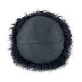 TOV New Zealand Black Sheepskin 16 Inch Round Pillow