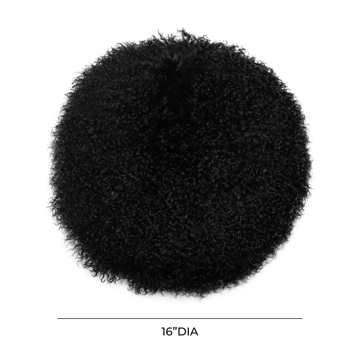 TOV New Zealand Black Sheepskin 16 Inch Round Pillow