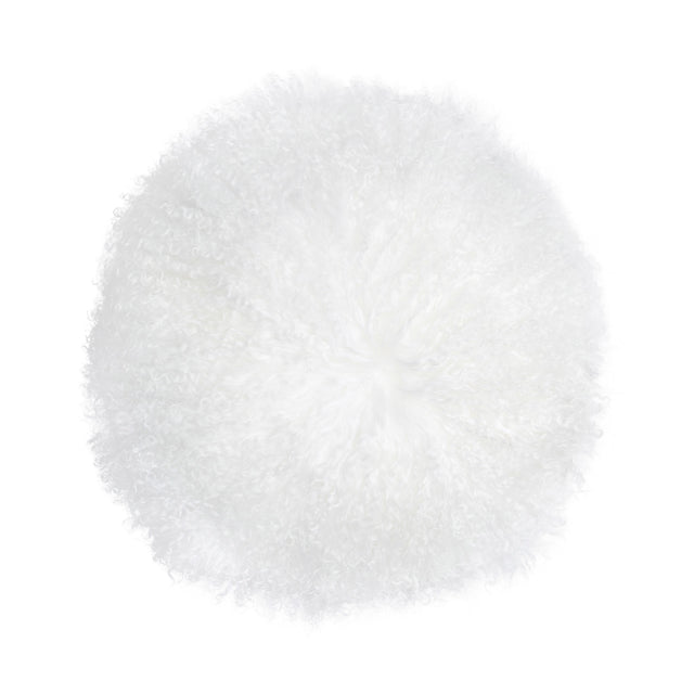 TOV New Zealand White Sheepskin 16 Inch Round Pillow