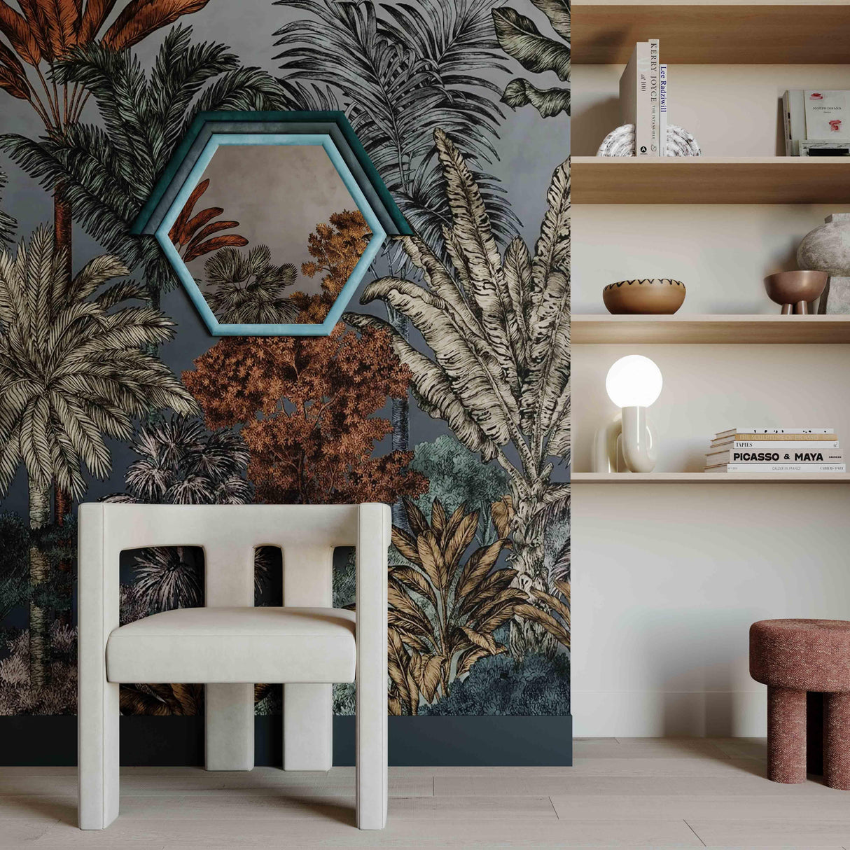TOV Lally Aqua Velvet Prism Wall Mirror