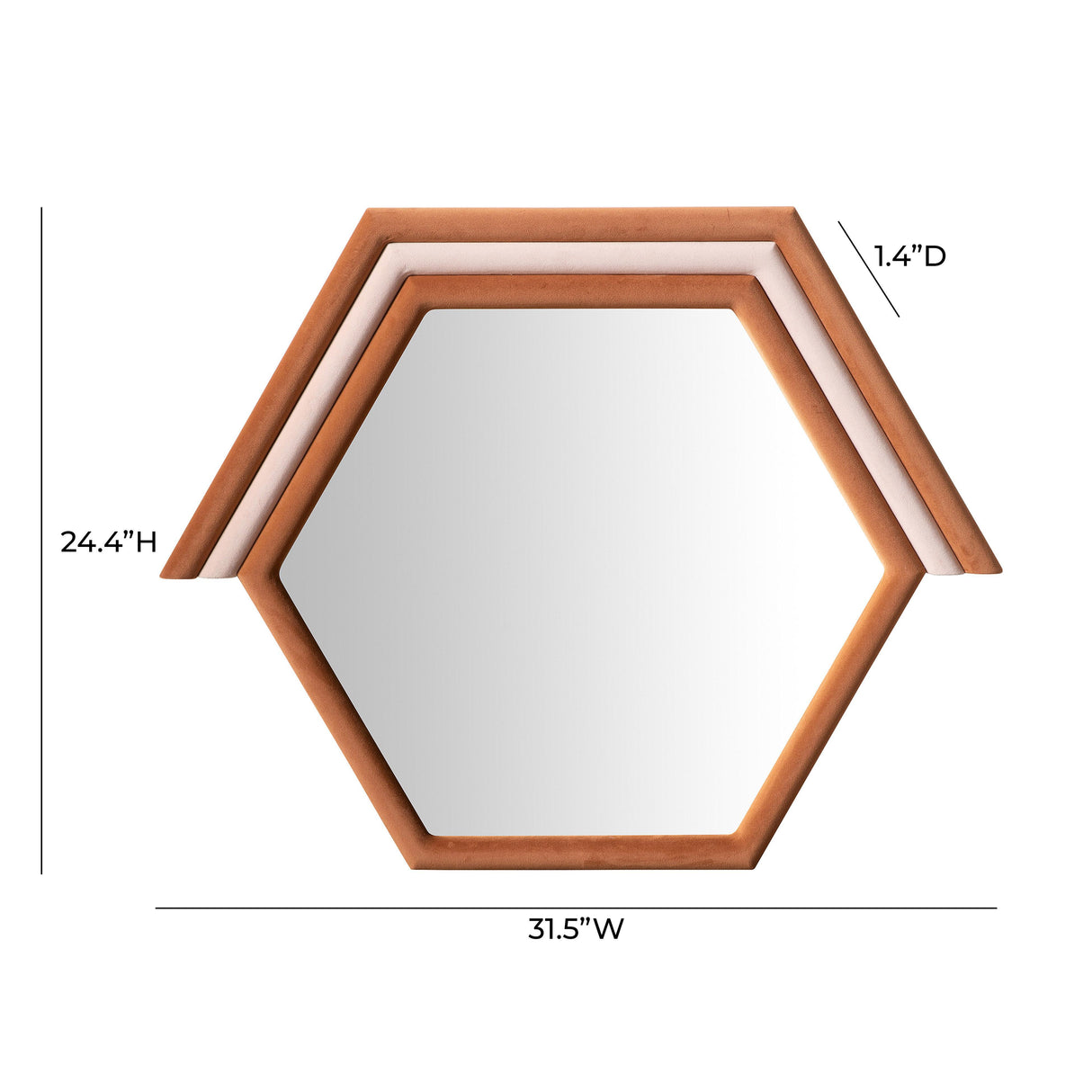 TOV Lally Terracotta Velvet Prism Wall Mirror