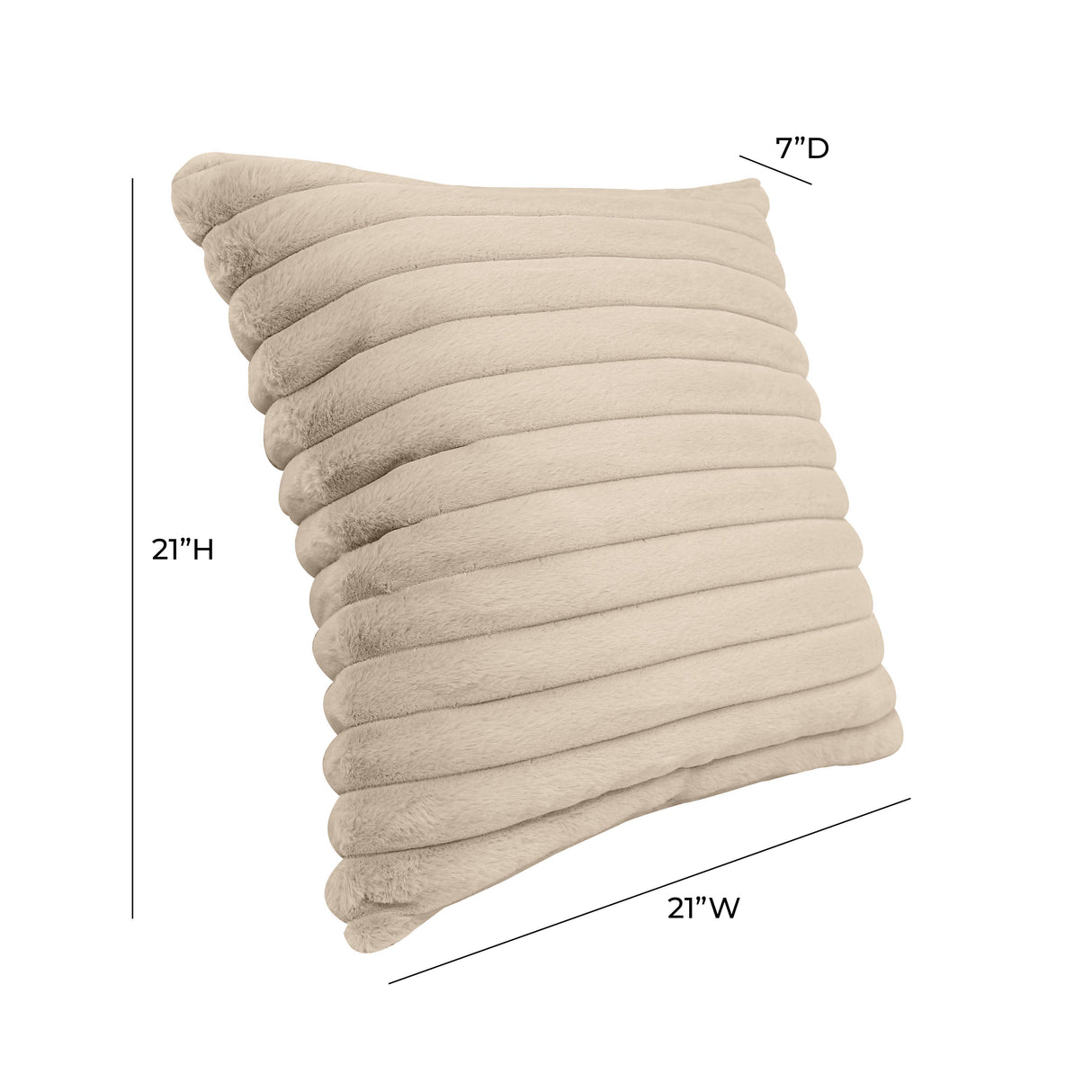 TOV Furry Taupe Vegan Fur Square Accent Pillow