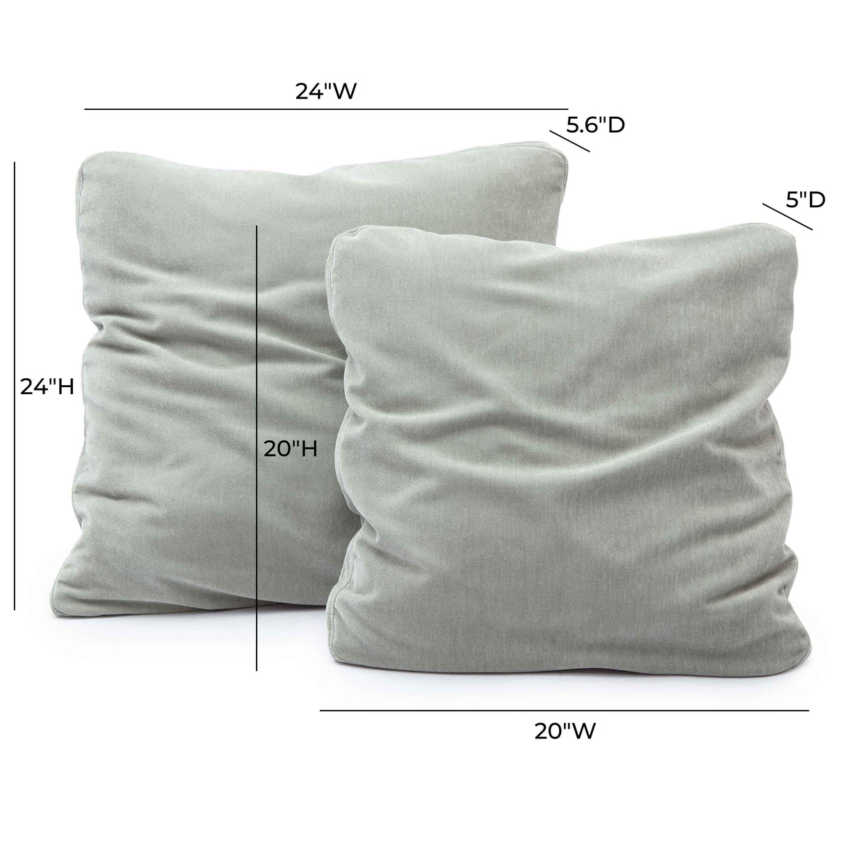 TOV Tipsy Mint Green Upcycled Chenille 24" x 24" Square Floppy Pillow