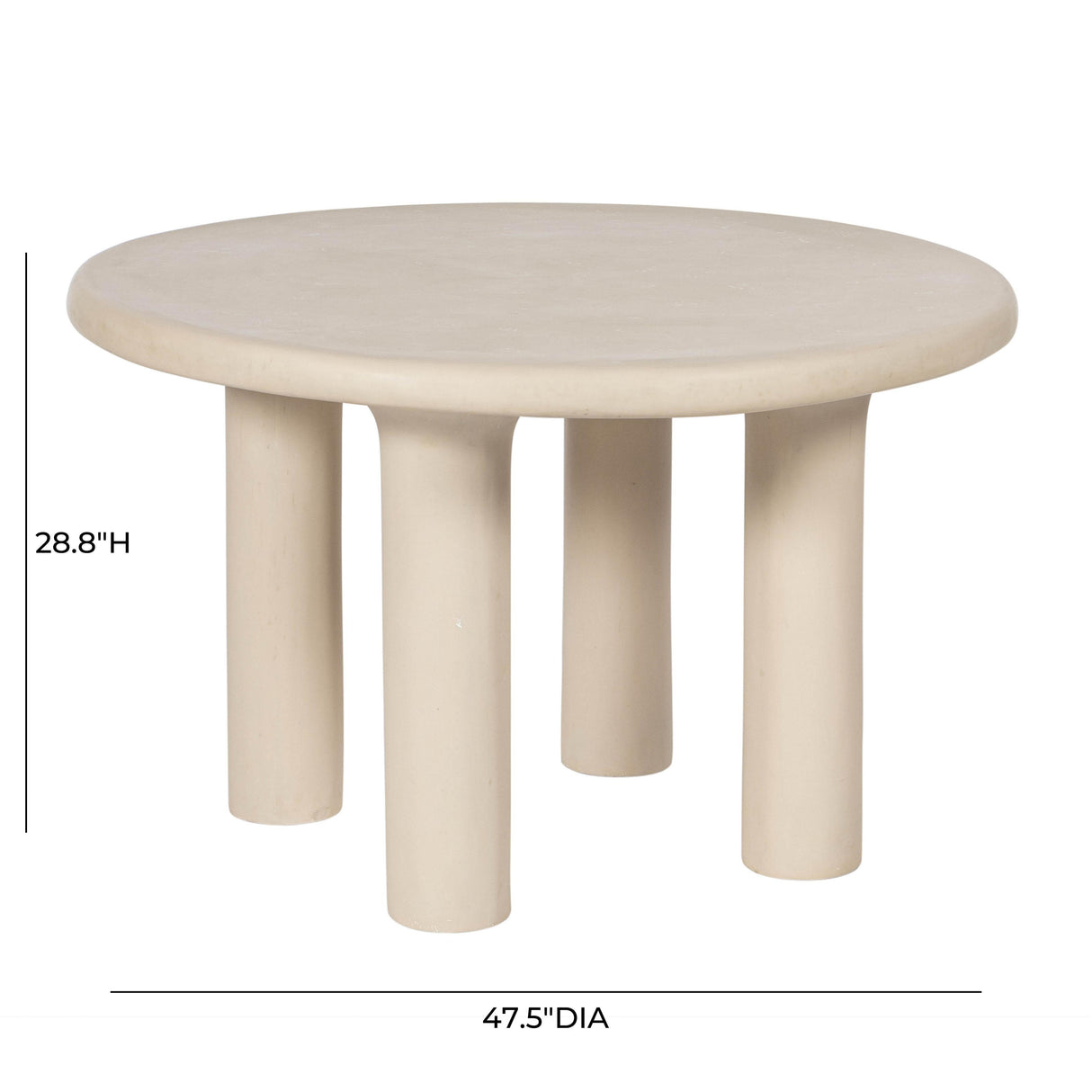 TOV Barbara Cream Textured Indoor / Outdoor 47" Round Dining Table